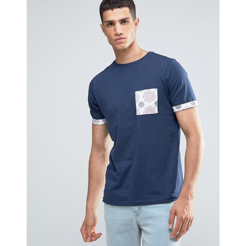 Another Influence - T-shirt avec poche à motif contrastant - Bleu marine