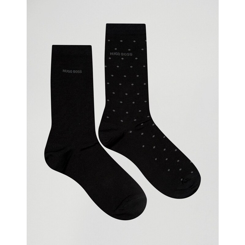 BOSS By Hugo Boss - Lot de 2 paires de chaussettes à pois en coton mercerisé - Noir