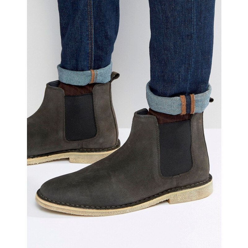 ASOS - Desert boots style Chelsea en daim - Gris - Gris