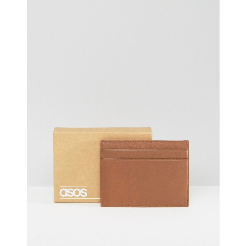 ASOS - Porte-cartes en cuir avec poche monnaie - Fauve