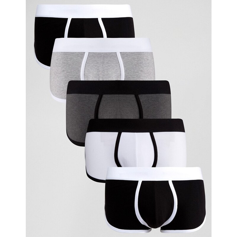 ASOS - Lot de 5 boxers taille basse avec coutures en U - Noir et blanc - Multi