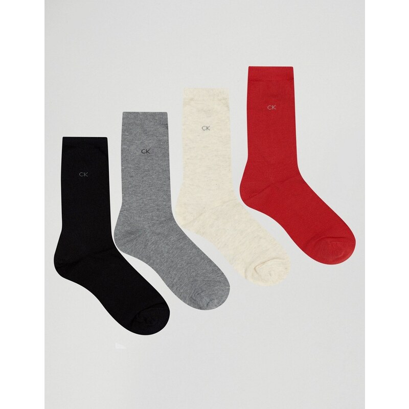 Calvin Klein - Coffret-cadeau de 4 paires de chaussettes de Noël - Multi