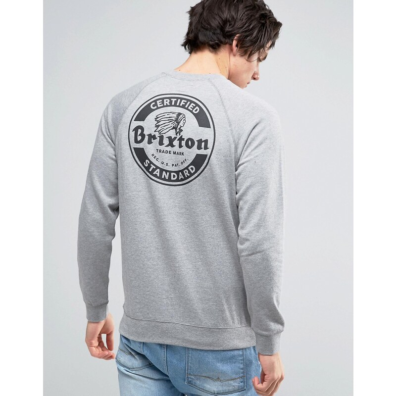 Brixton - Soto - Sweat avec logo dans le dos - Gris
