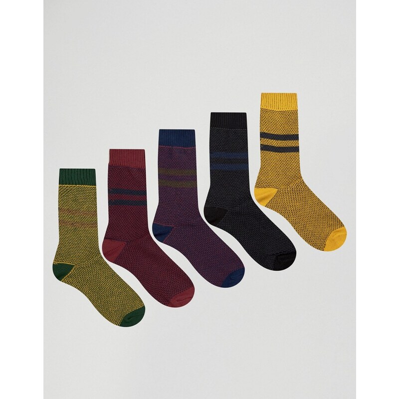 ASOS - Lot de 5 paires de chaussettes torsadées et texturées - Multi