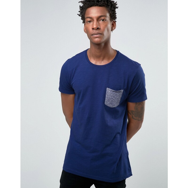 United Colors of Benetton - T-shirt avec poche contrastante - Bleu marine