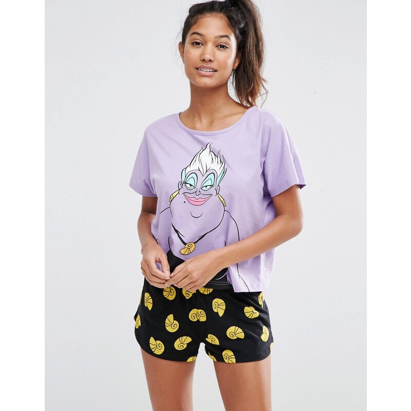 ASOS - Ensemble t-shirt et short de pyjama imprimé personnage Ursula de Disney - Multi