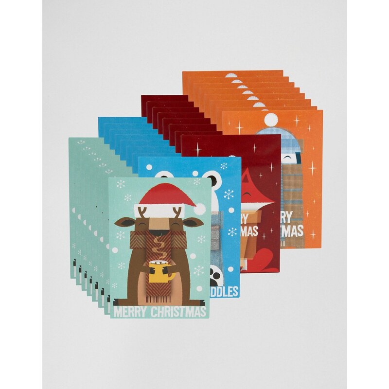 Paperchase - Lot de 32 cartes de Noël avec personnages - Multi