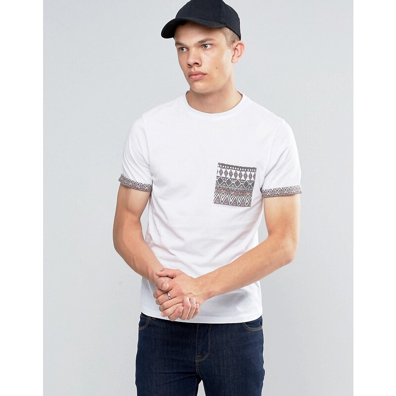 Another Influence - T-shirt avec poche à motif sur le devant - Blanc