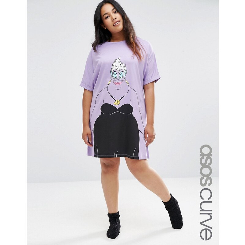 ASOS CURVE - Disney - T-shirt de nuit à imprimé Ursula - Violet