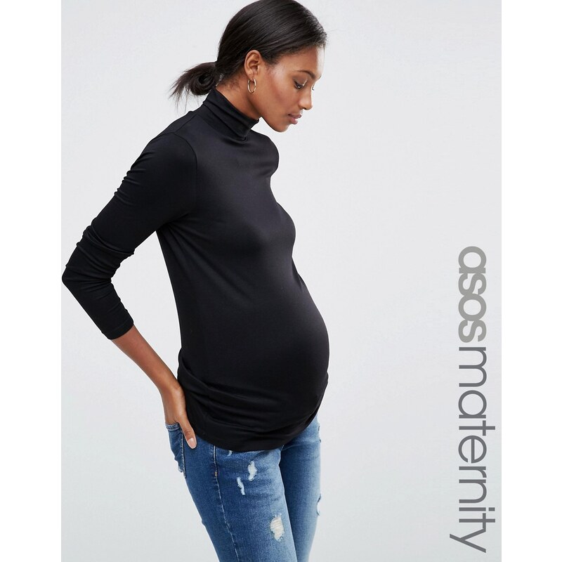 ASOS Maternity - Col roulé à manches longues - Noir