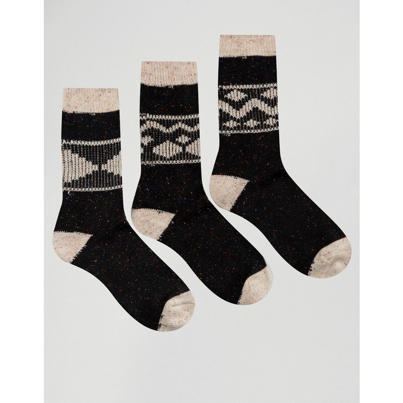 ASOS - Lot de 3 paires de chaussettes pour bottes à motifs jacquard - Gris