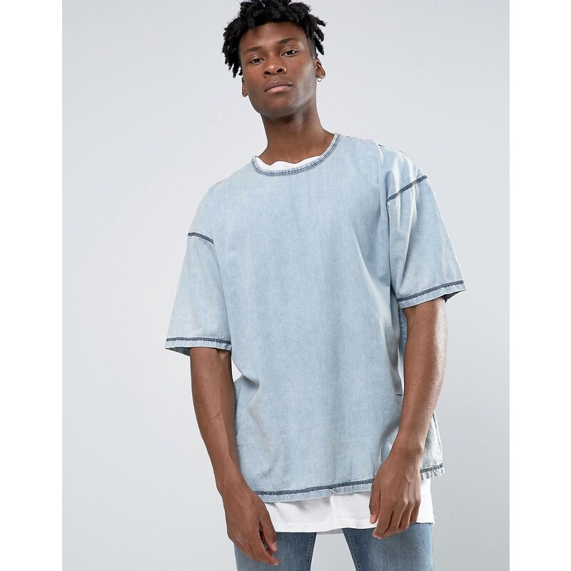 Other UK - T-shirt oversize en jean - Bleu