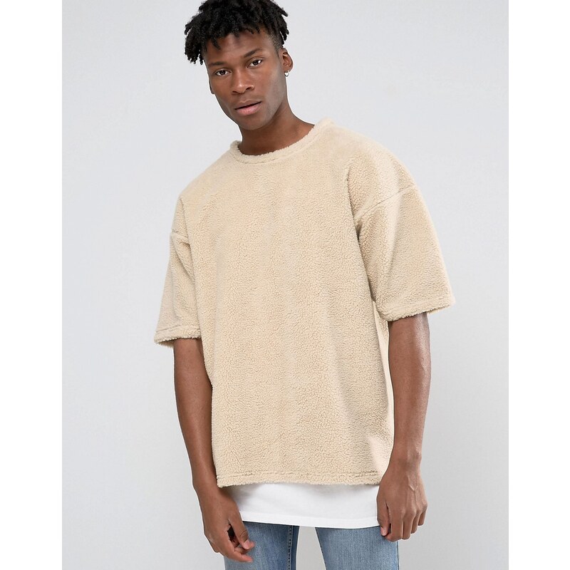 Other UK - T-shirt oversize en peau de mouton retournée - Blanc