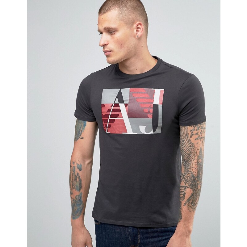 Armani Jeans - T-shirt avec logo AJ floqué - Gris