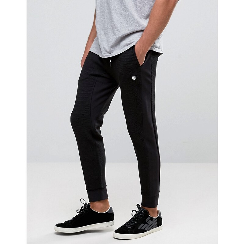 Armani Jeans - Pantalon de survêtement en jersey gaufré, coupe slim - Noir