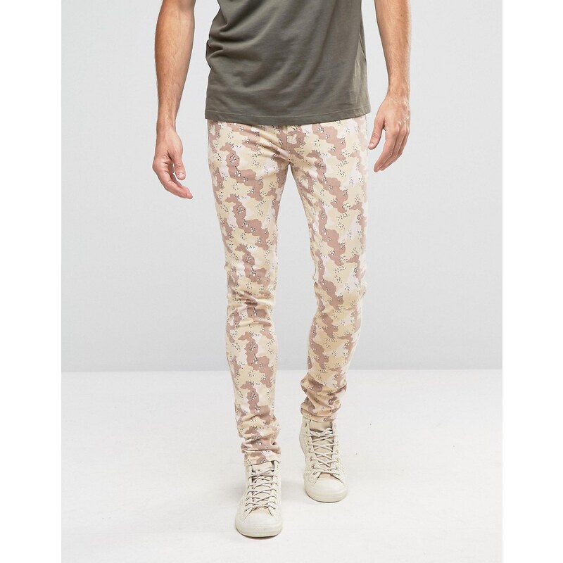 ASOS - Jean super skinny - Camouflage désert - Taupe