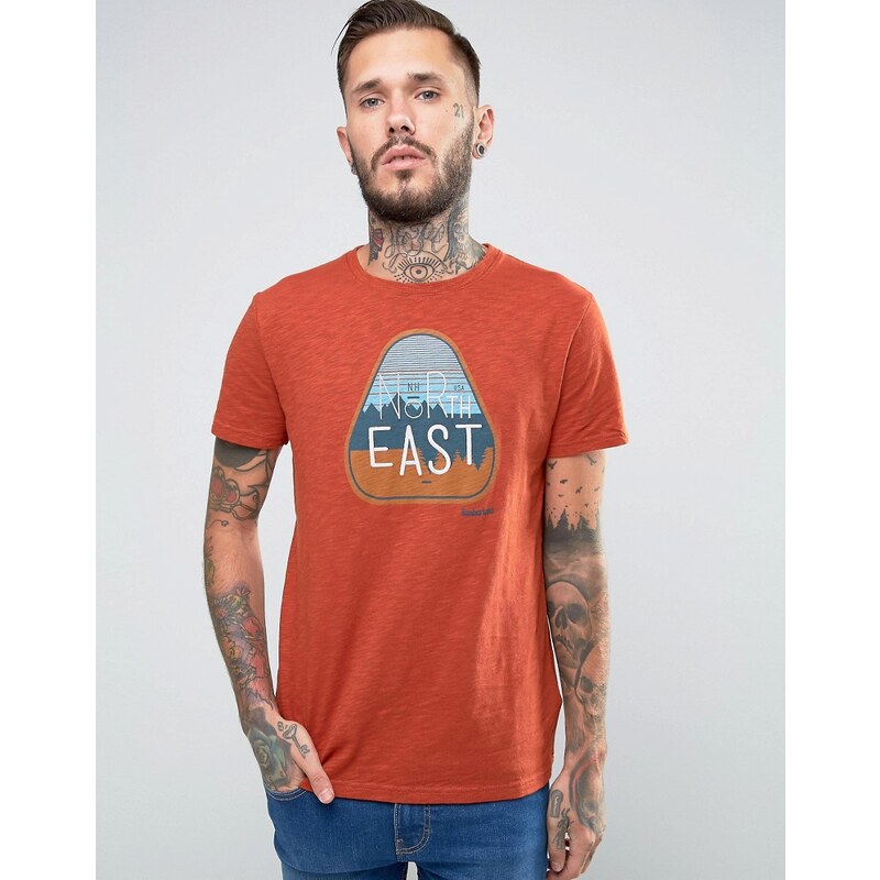 Timberland - T-shirt flammé classique imprimé logo - Orange - Orange