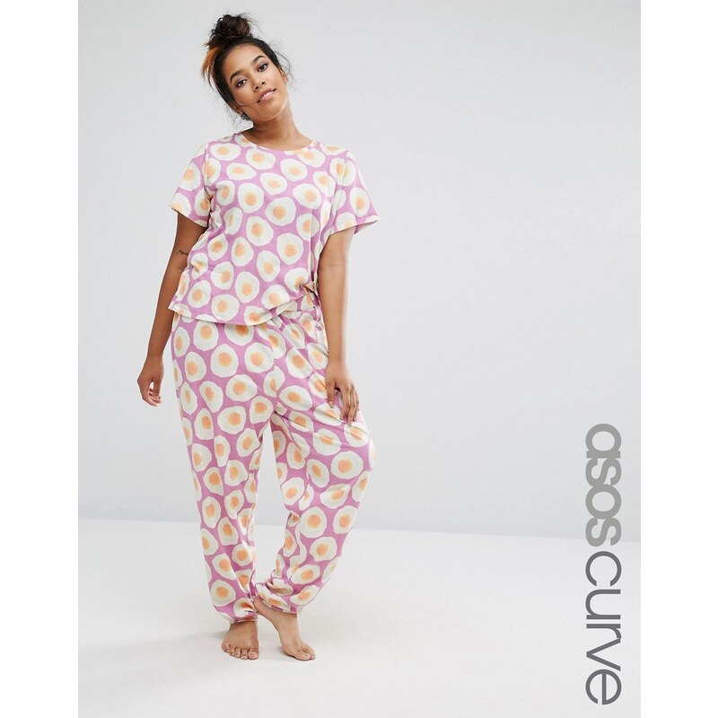 ASOS Curve - Ensemble de pyjama t-shirt et legging à imprimé uf - Rose