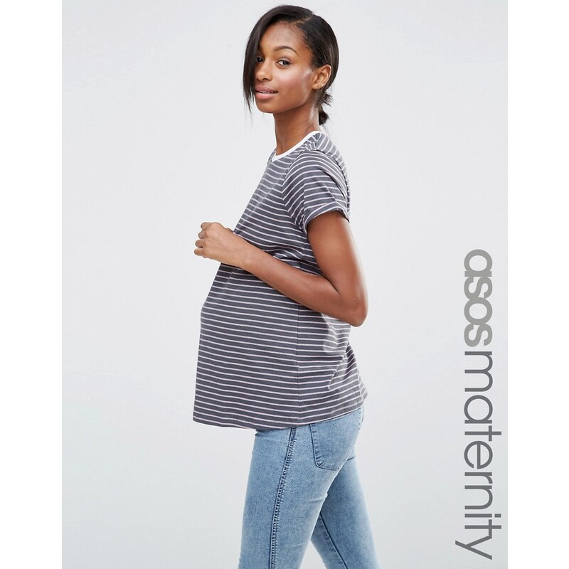 ASOS Maternity - T-shirt à rayures et bordures contrastantes - Multi