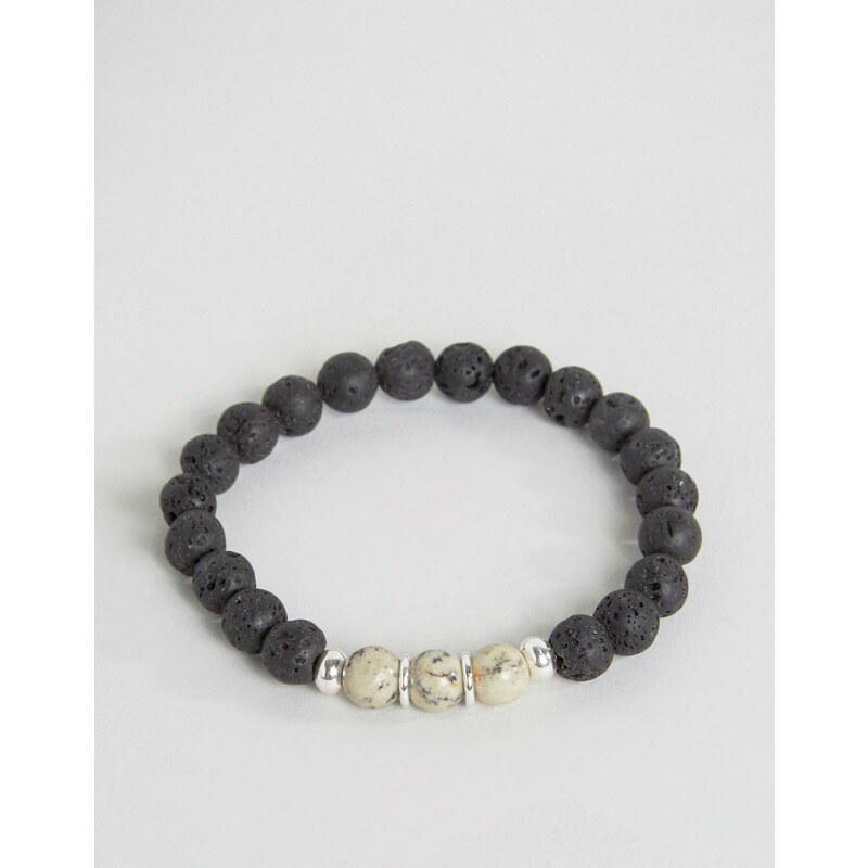 Seven London - Bracelet de perles avec perles marbrées contrastantes - Noir