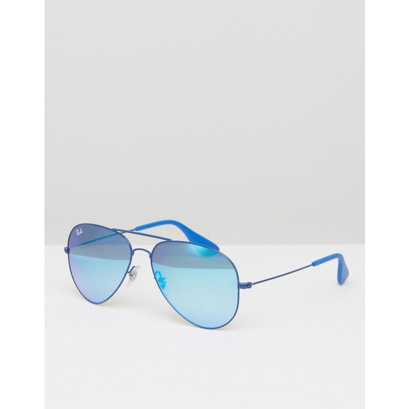 Ray-Ban - Lunettes de soleil aviateur avec verres miroir bleus 0RB3558 - Bleu