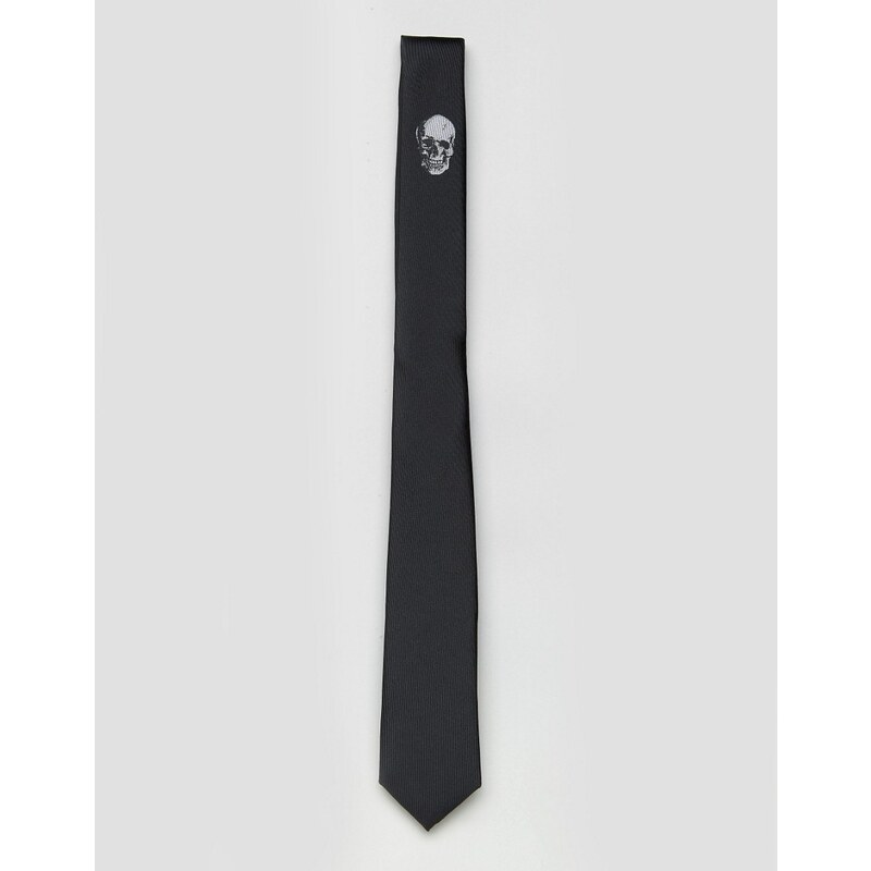ASOS - Cravate à imprimé tête de mort - Noir - Noir