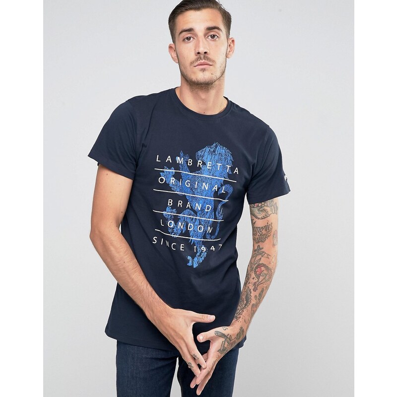 Lambretta - T-shirt imprimé lion - Bleu marine