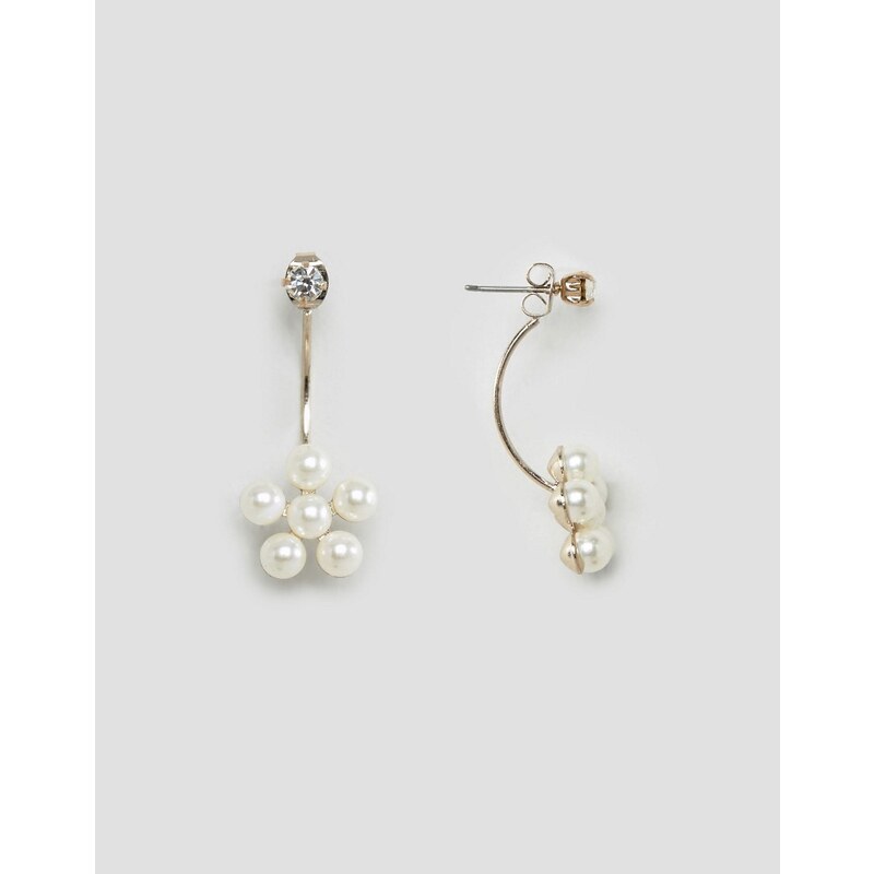 Oasis - Boucles d'oreilles balanciers avec fleur en perles - Doré