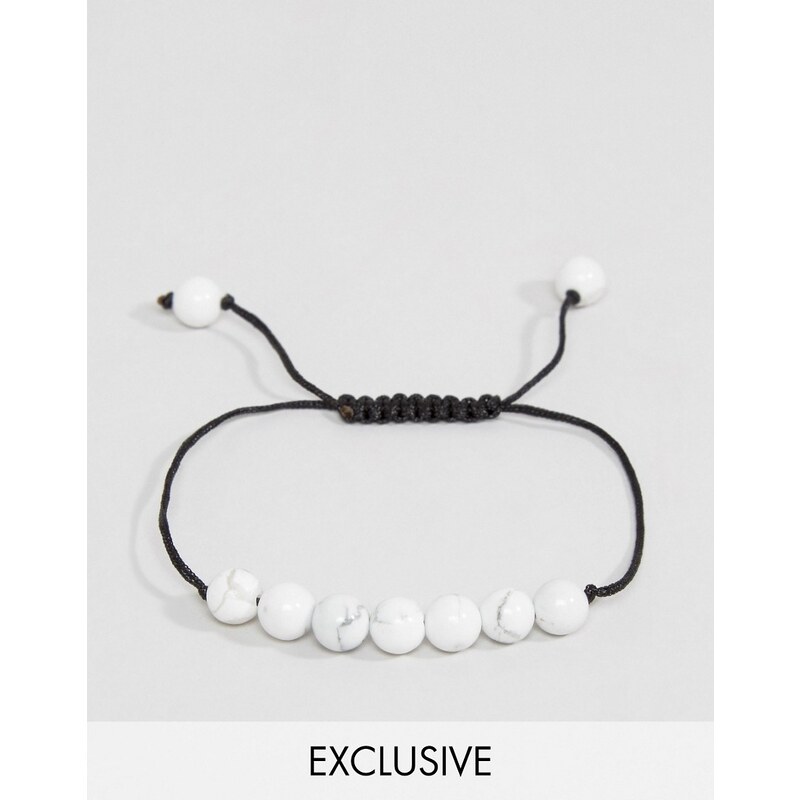 Reclaimed Vintage - Bracelet de perles avec cordelette à nouer - Blanc - Blanc