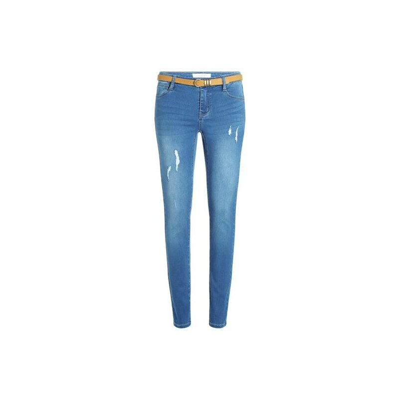Jean skinny used 5 poches Bleu Acetate - Femme Taille 34 - Cache Cache