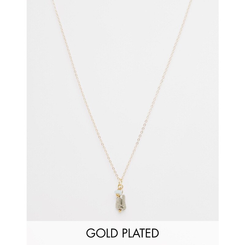 Mirabelle - Collier en plaqué or avec pyrite et amazonite sur chaîne 45 cm en plaqué or - Doré