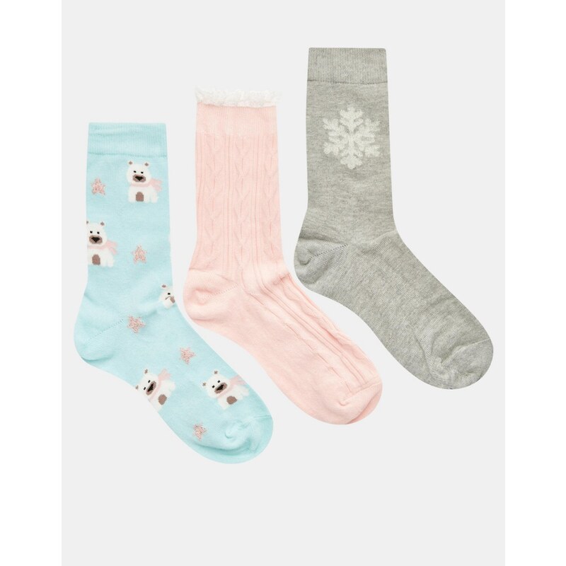 Totes - Lot de 3 paires de chaussettes à motif ours polaire - Multi