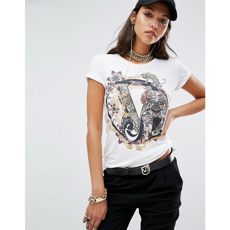 Versace Jeans - T-shirt motif léopard - Blanc