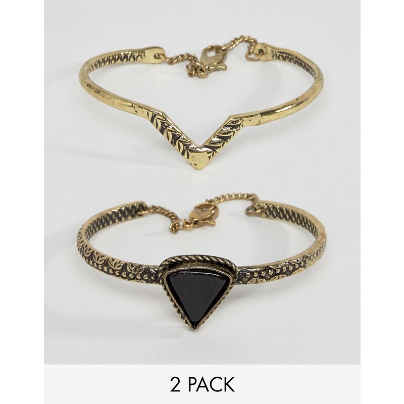 ASOS - Lot de bracelets gravés motif triangle - Multi