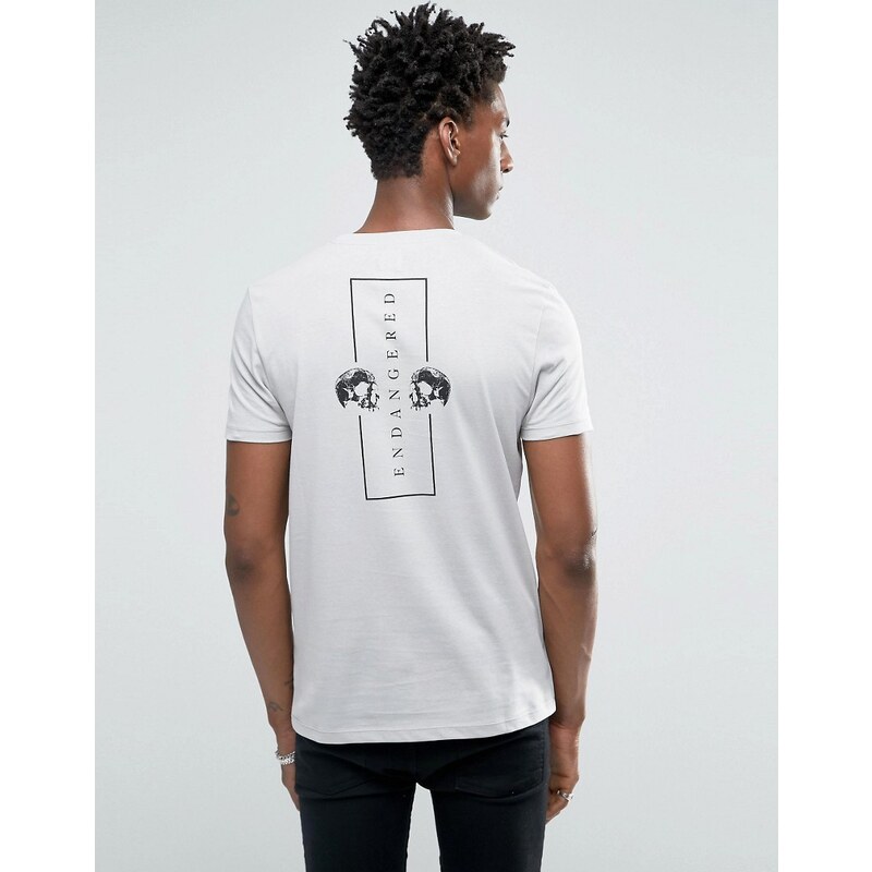ASOS - T-shirt à tête de mort devant et dos - Gris