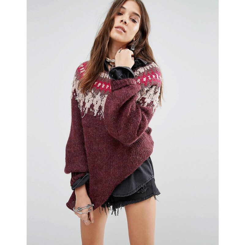 Free People - Baltic - Pull jacquard - Rouge