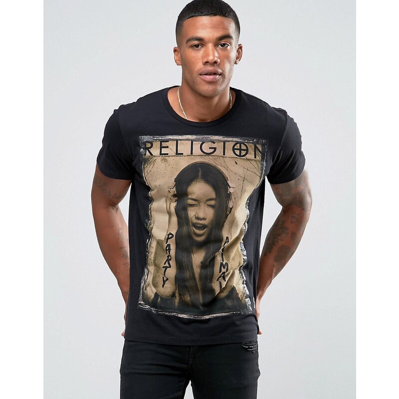 Religion - T-shirt motif graphique - Noir