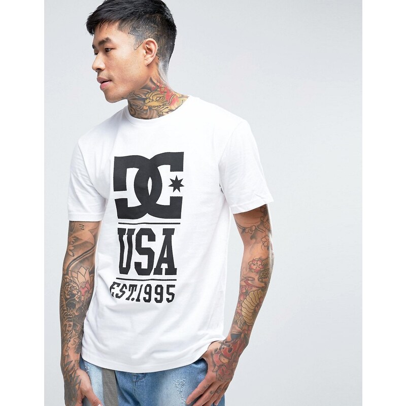 DC - T-shirt imprimé USA empilé - Blanc
