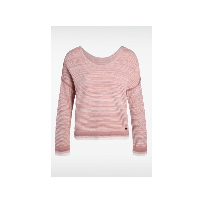 Pull femme maille moulinée rayures Rose Acrylique - Femme Taille M - Bonobo