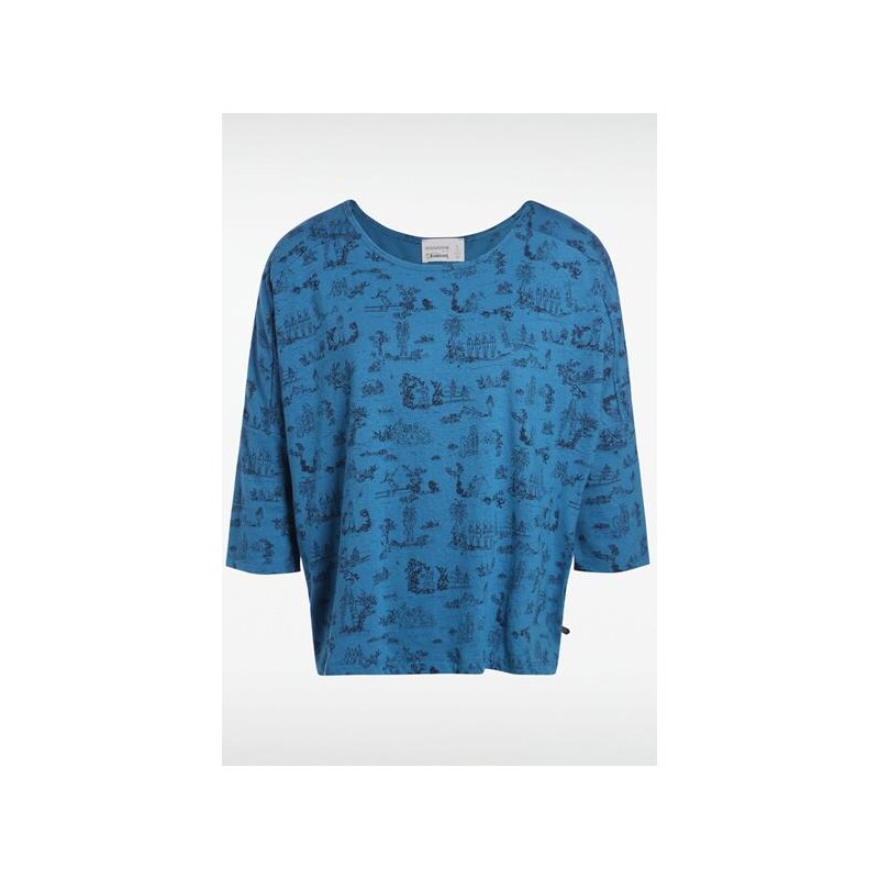 T-shirt femme loose motif personnages Bleu Polyester - Femme Taille S - Bonobo