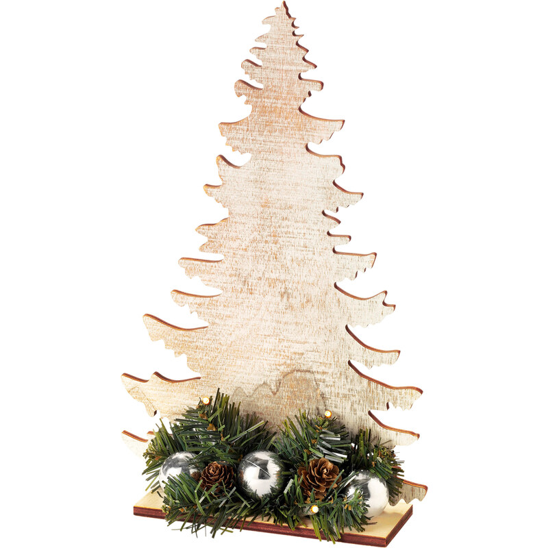 bpc living Décoration à LED Sapin de Noël en bois beige maison - bonprix