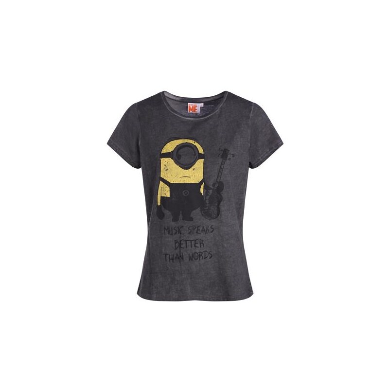 T-shirt dirty oil Minion Gris Coton - Femme Taille 0 - Cache Cache