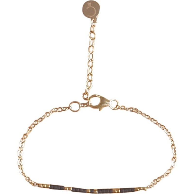 C'cédille Bracelet en plaqué or et perles de verre Miyuki - noir