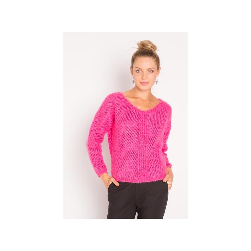 Pull vaporeux point fantaisie Violet Polyester - Femme Taille 2 - Cache Cache