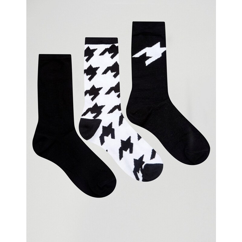ASOS - Lot de 3 paires de chaussettes motif pied-de-poule - Noir