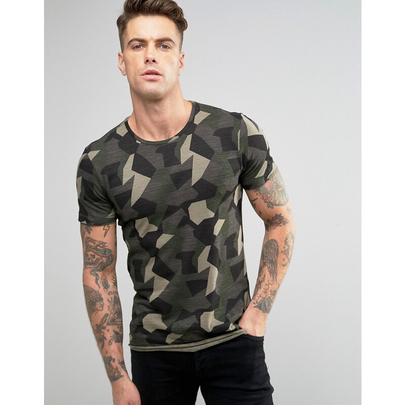 Blend - Digi - T-shirt cintré motif camouflage - Vert