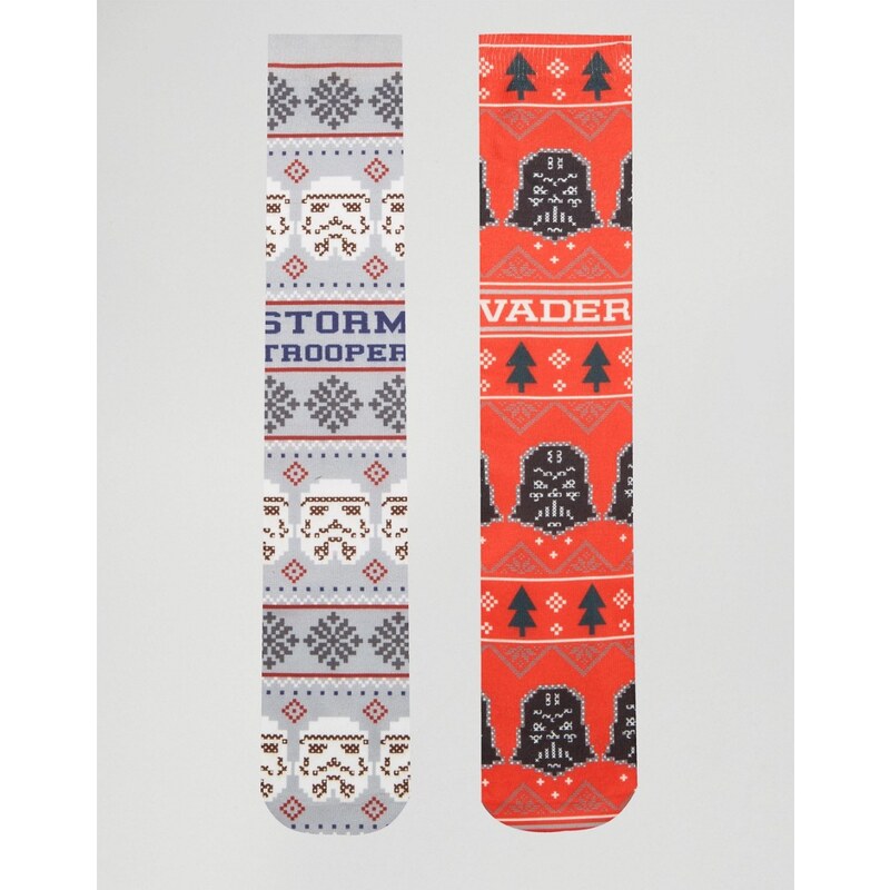 ASOS - Star Wars - Lot de 2 paires de chaussettes de Noël à imprimé - Multi