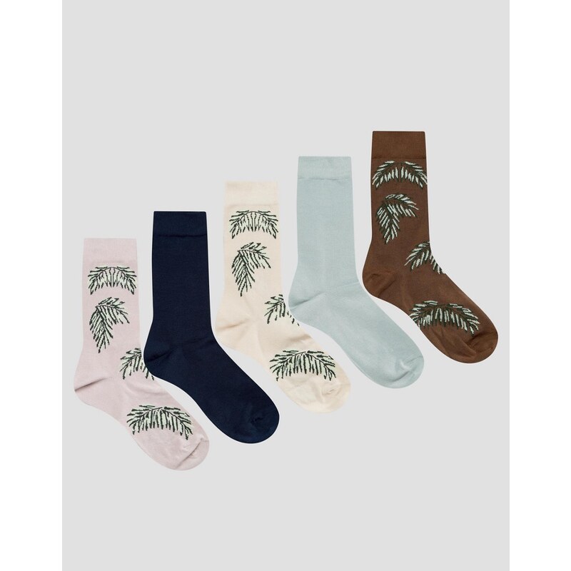 ASOS - Lot de 5 paires de chaussettes à fleurs - Multi