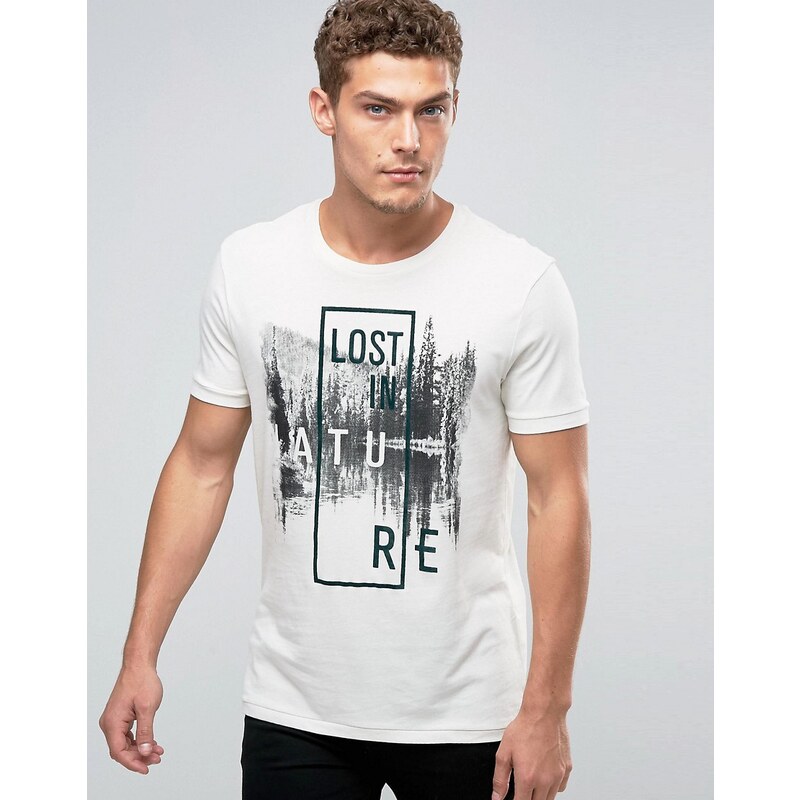 United Colors of Benetton - Lost in Nature - T-shirt à imprimé - Blanc