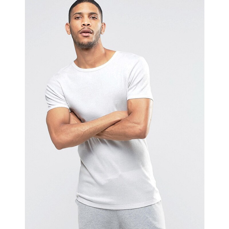 ASOS - T-shirt moulant côtelé léger - Blanc